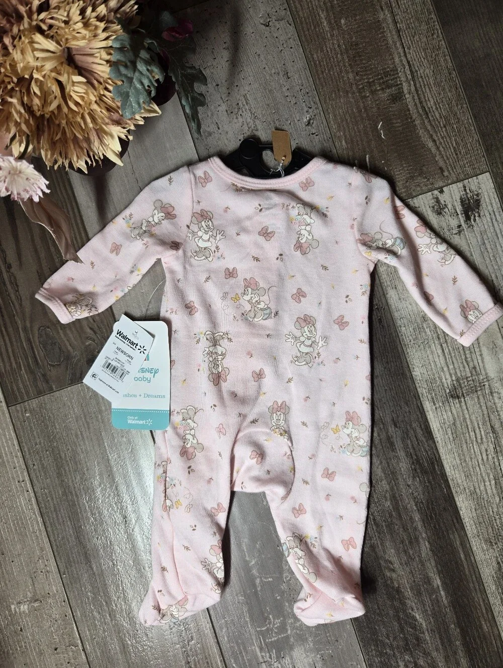 NWT Disney Pink Minnie Mouse Ruffle‑Trim Zip One‑Piece Footie – Size Newborn